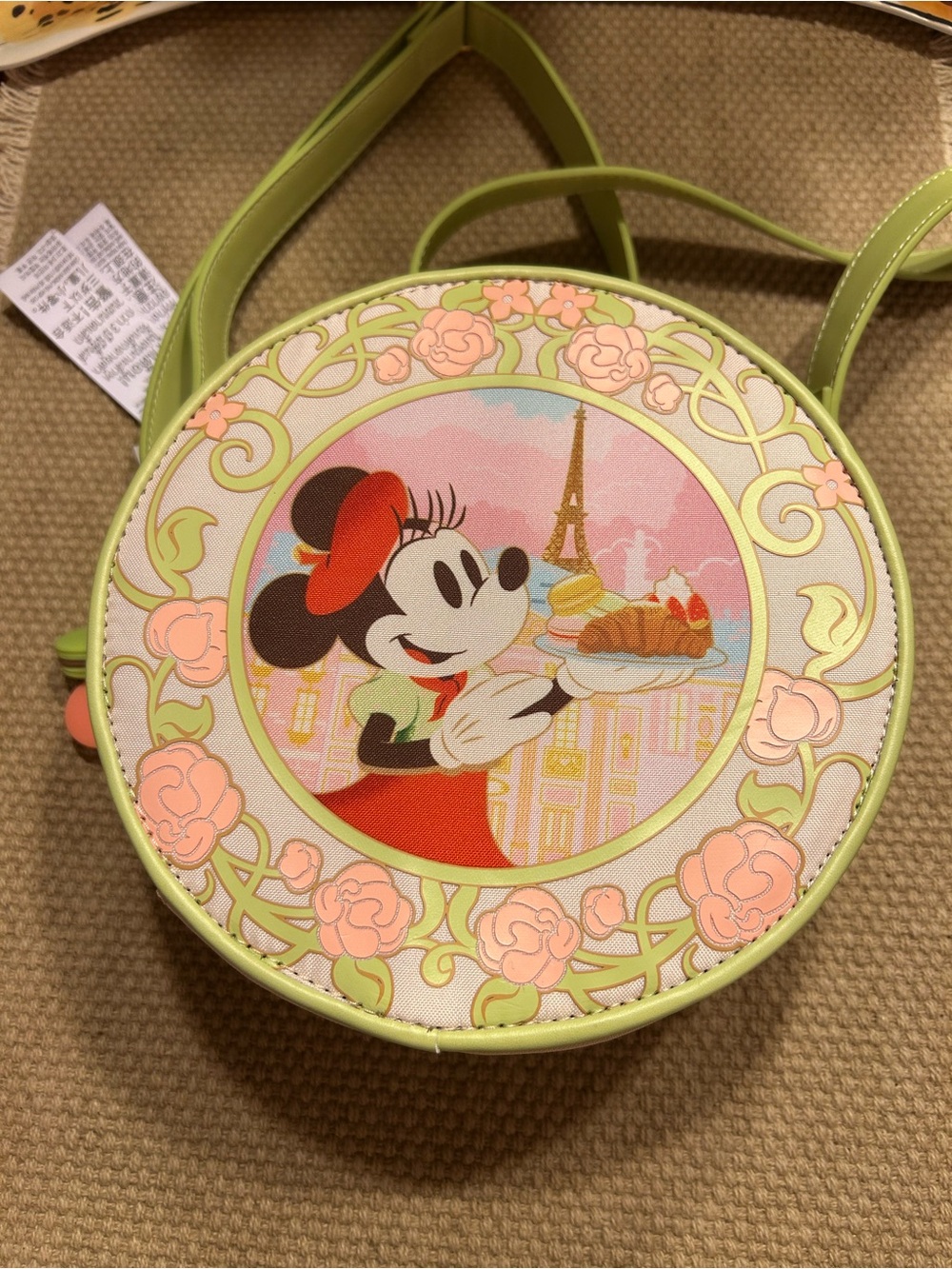 Disney Minnie Mouse Round Crossbody Bag - Lime Green & Pink Floral